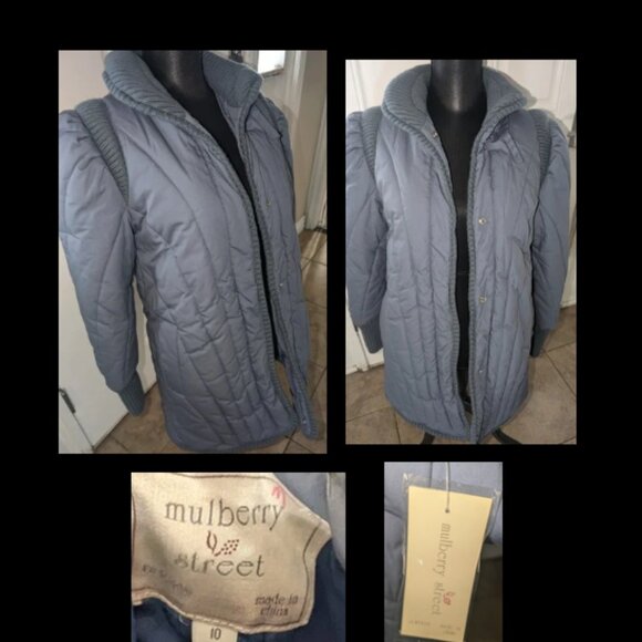 NWT Vintage Mulberry Street 80s Purple Puffer Duster Coat Womens Size 10 - Picture 1 of 7